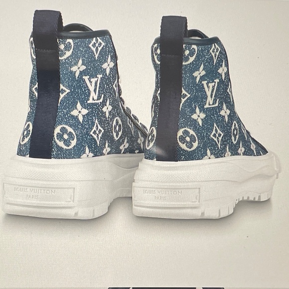 Monogram Louis Vuitton Denim Boot Sneakers - Picture 5 of 6